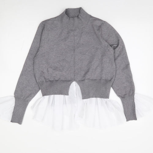 New Look Womens Grey High Neck Viscose Pullover Jumper Size M