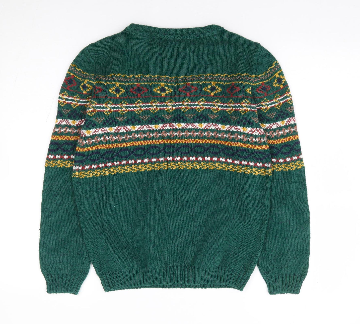 TU Boys Green Crew Neck Geometric Cotton Pullover Jumper Size 11 Years Pullover