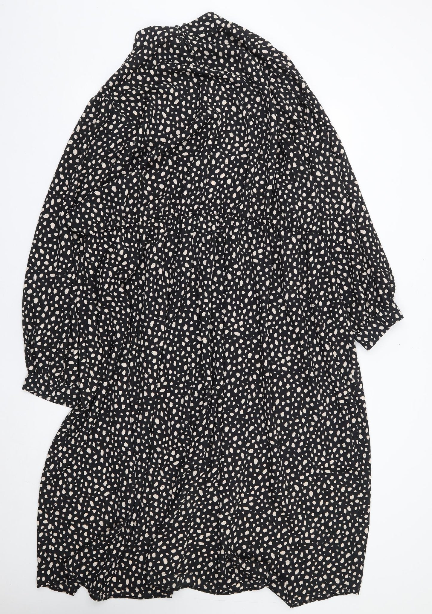 George Womens Black Polka Dot Polyester Fit & Flare Size 24 High Neck Pullover