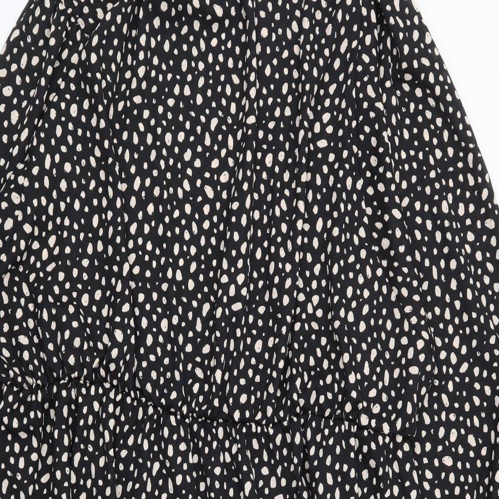 George Womens Black Polka Dot Polyester Fit & Flare Size 24 High Neck Pullover