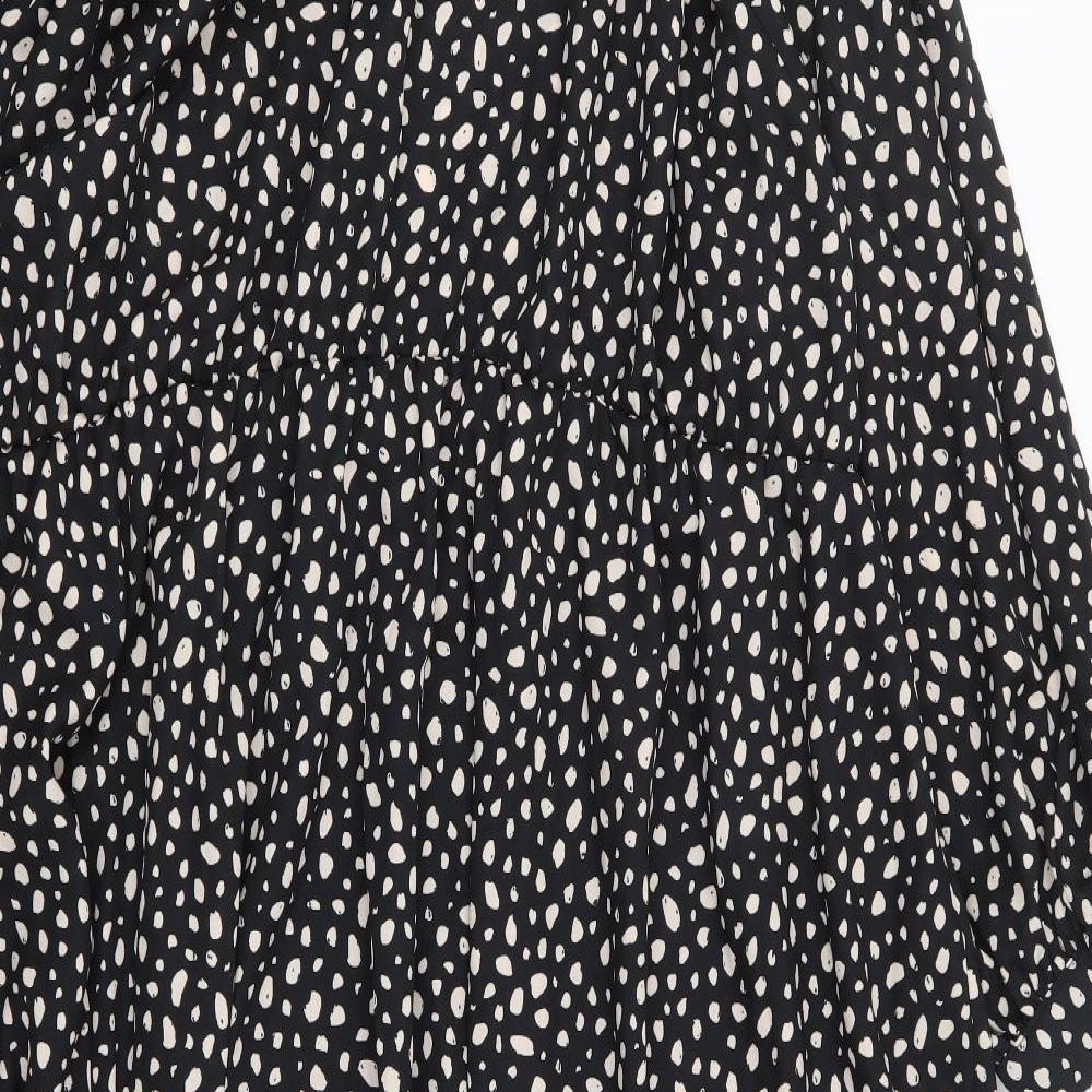 George Womens Black Polka Dot Polyester Fit & Flare Size 24 High Neck Pullover