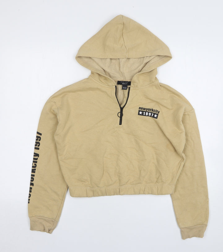 New Look Girls Beige Cotton Pullover Hoodie Size 12-13 Years