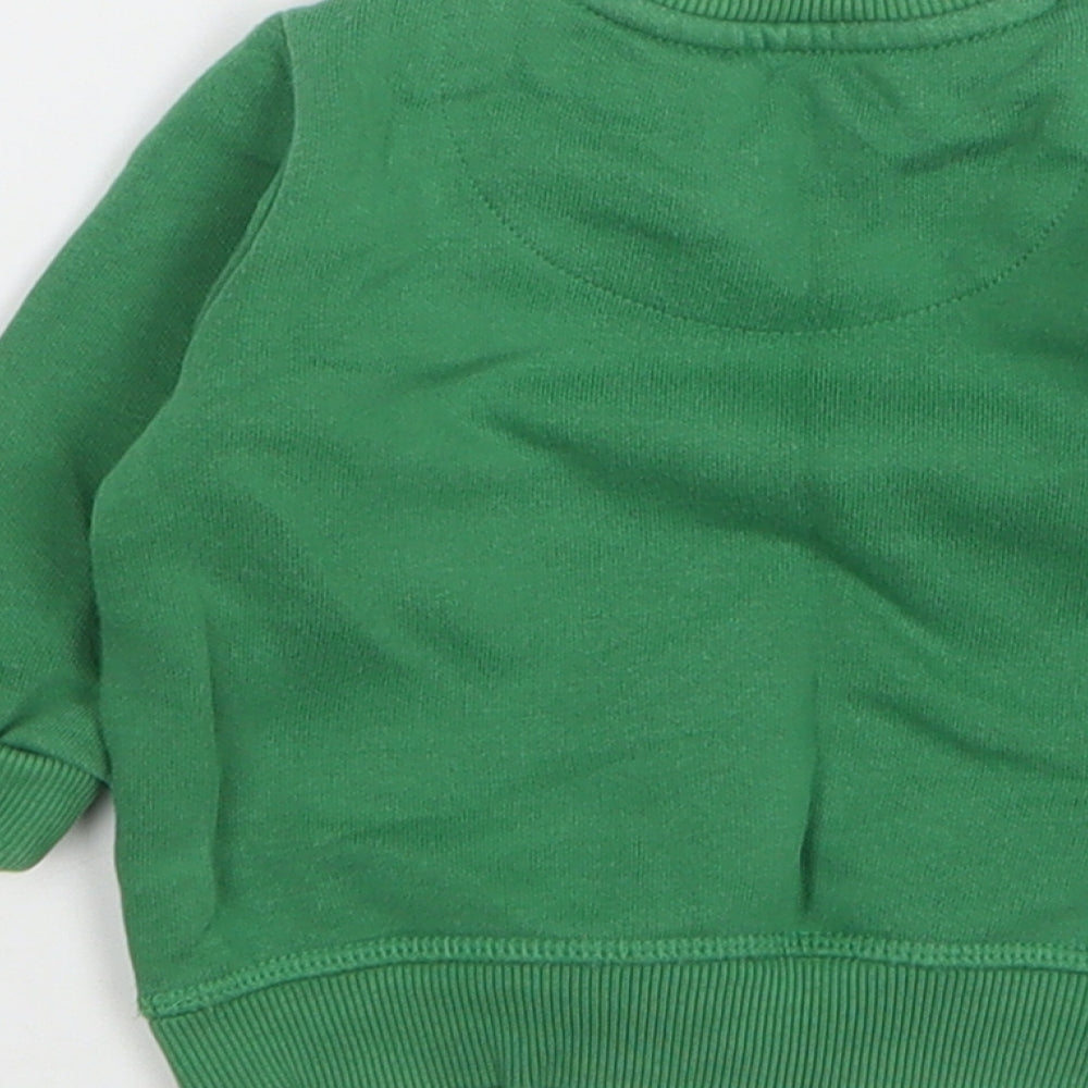 F&F Boys Green Cotton Pullover Jumper Size 0-3 Months