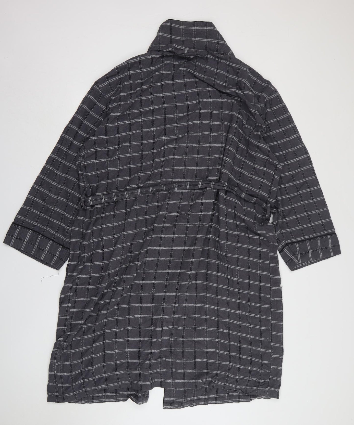 Primark Mens Grey Check Cotton Gown Size L