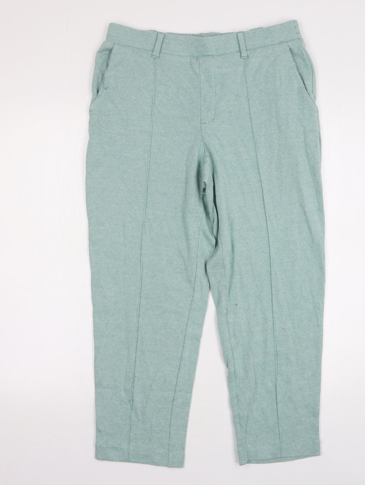 Lands End Womens Green Cotton Cropped Trousers Size M L25 in Regular