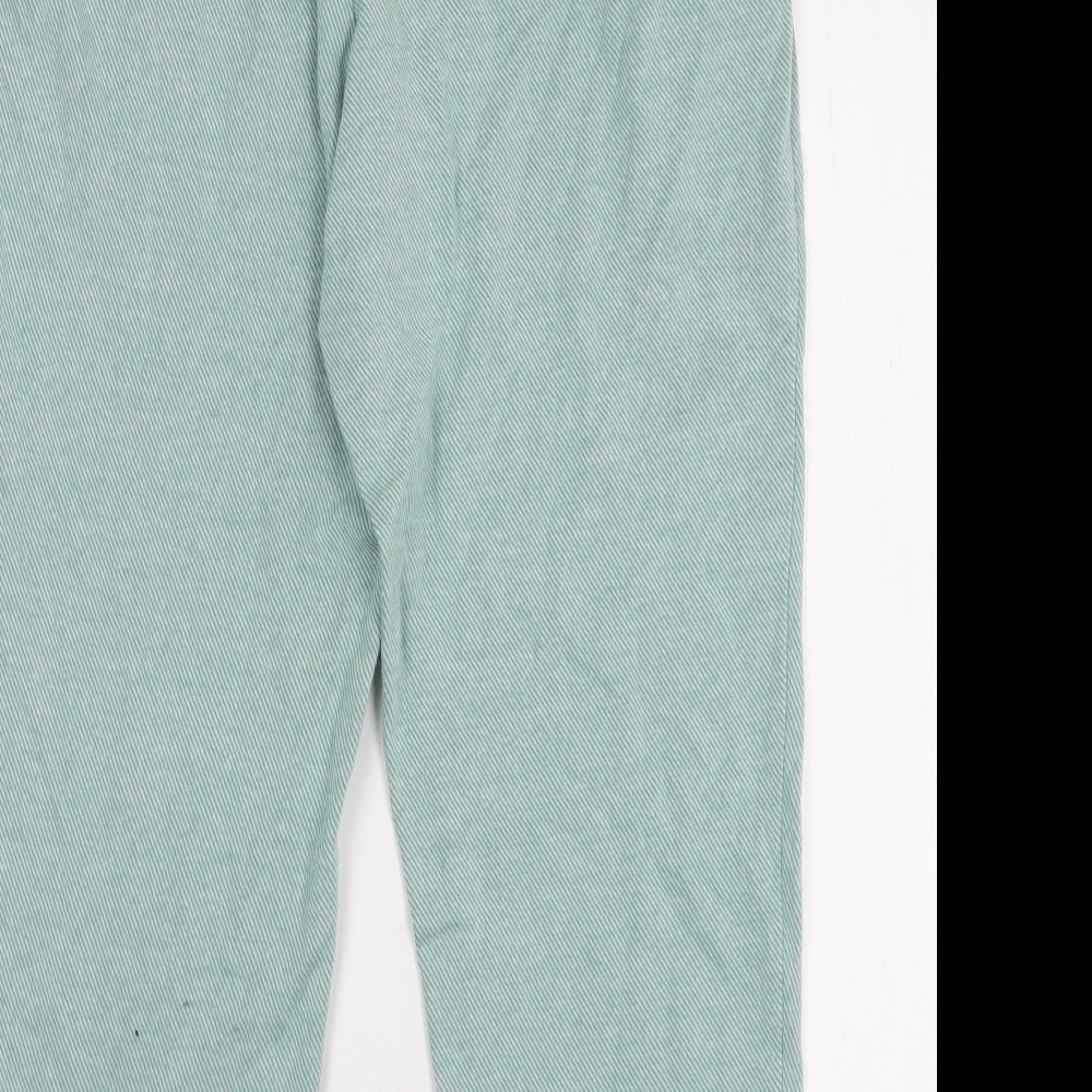 Lands End Womens Green Cotton Cropped Trousers Size M L25 in Regular