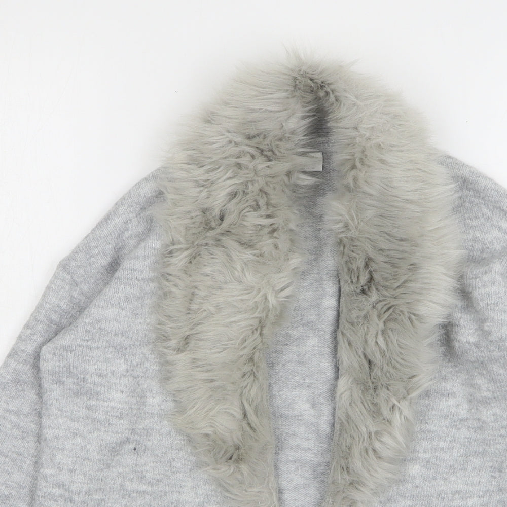 F&F Girls Grey V-Neck Acetate Cardigan Jumper Size 9-10 Years