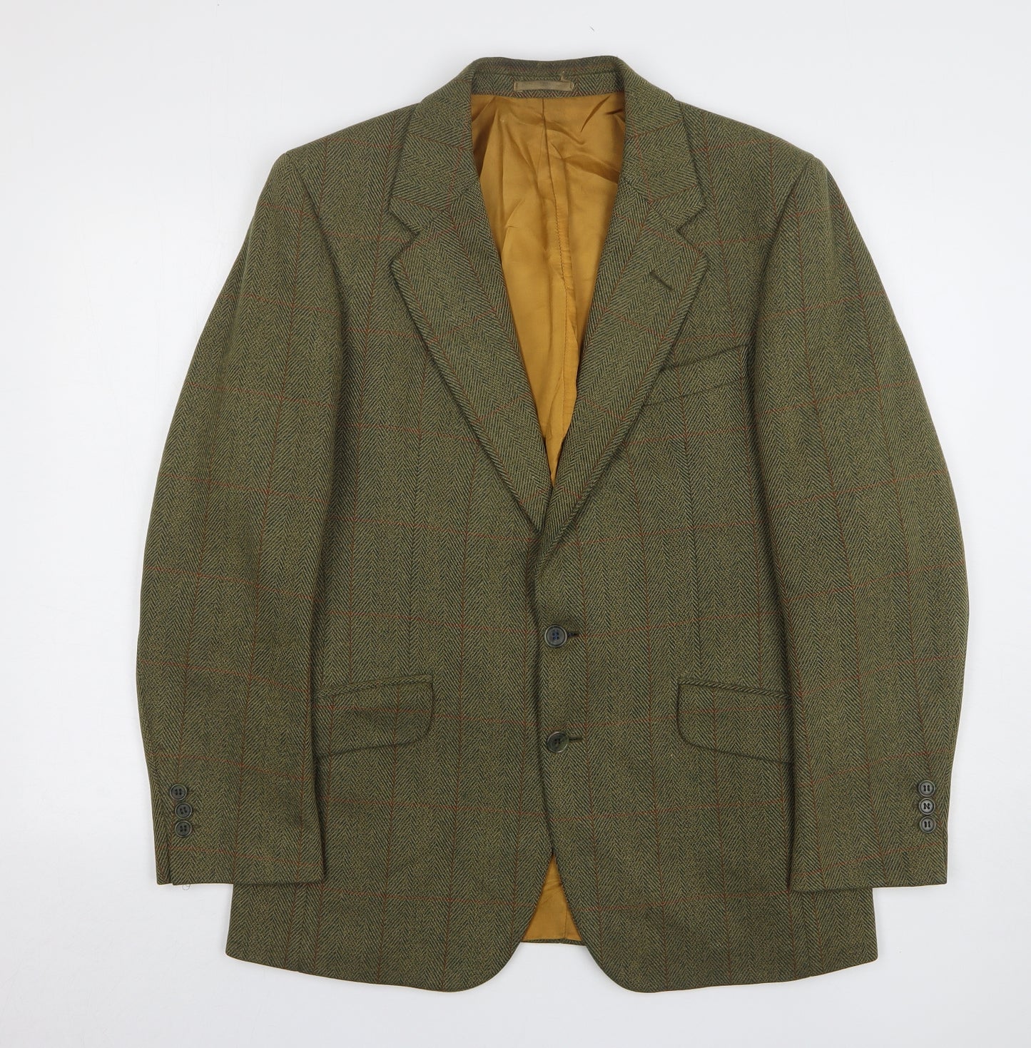 A Hume Mens Green Check Wool Jacket Suit Jacket Size 40