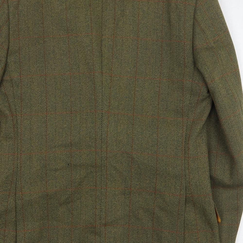 A Hume Mens Green Check Wool Jacket Suit Jacket Size 40
