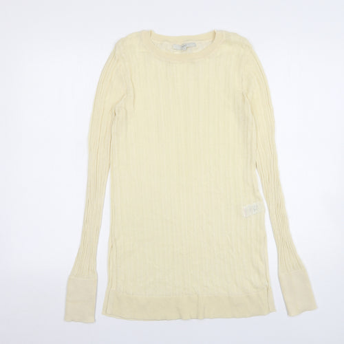 NEXT Womens Beige Round Neck Viscose Pullover Jumper Size 10