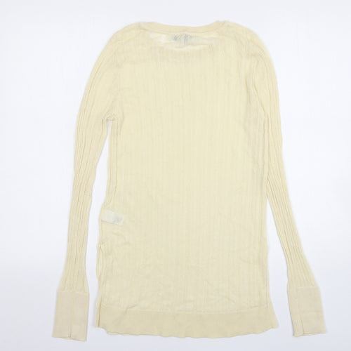 NEXT Womens Beige Round Neck Viscose Pullover Jumper Size 10