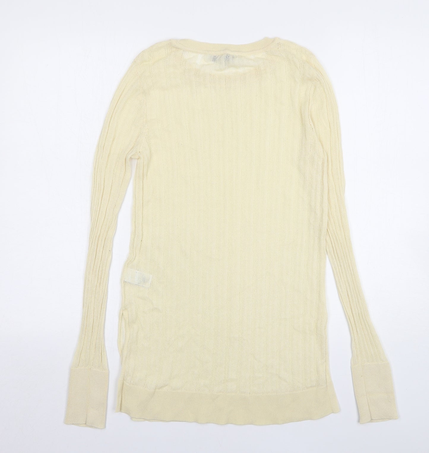 NEXT Womens Beige Round Neck Viscose Pullover Jumper Size 10