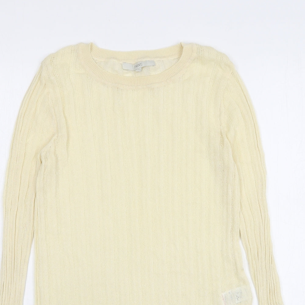 NEXT Womens Beige Round Neck Viscose Pullover Jumper Size 10