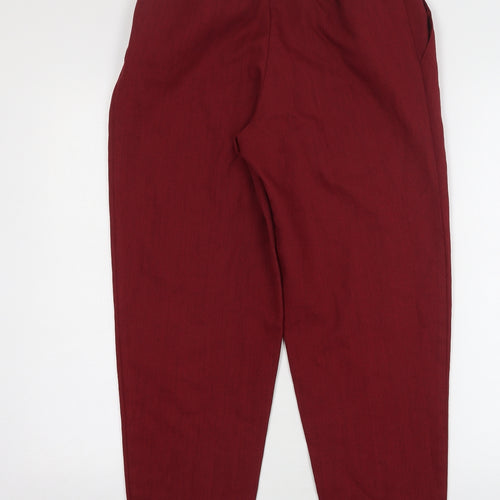Marks and Spencer Womens Red Polyester Trousers Size 12 L28 in Regular