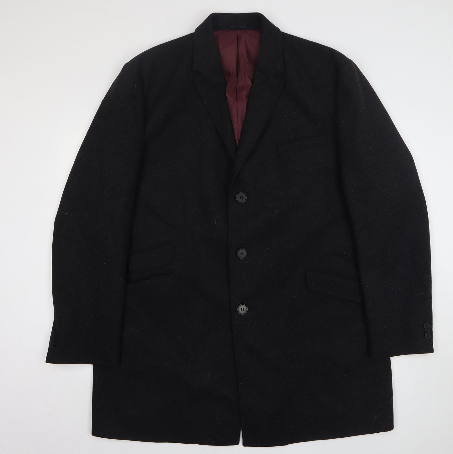 NEXT Mens Black Overcoat Coat Size 2XL
