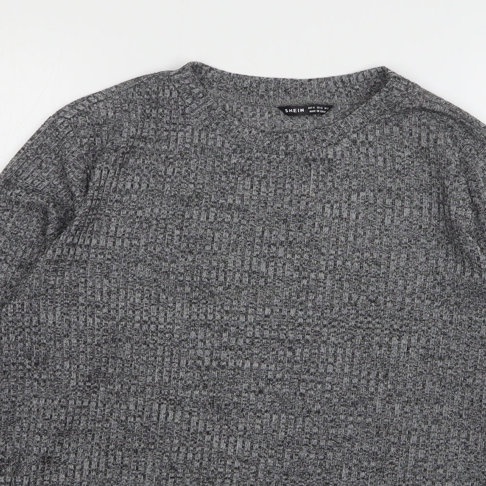 Shein Womens Grey Round Neck Polyester Pullover Jumper Size 16
