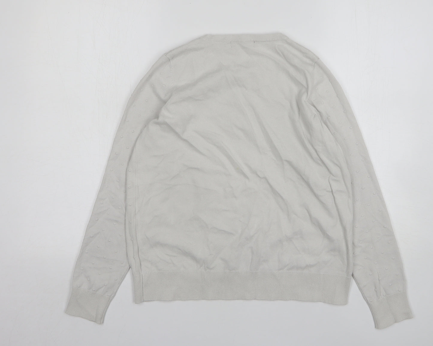 F&F Womens White Round Neck Polka Dot Cotton Pullover Jumper Size 12