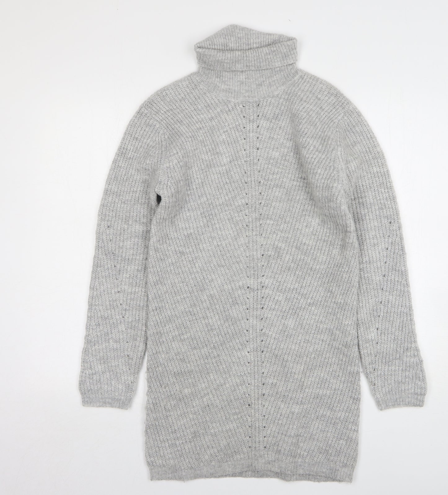 Primark Girls Grey Polyester Jumper Dress Size 11-12 Years Roll Neck