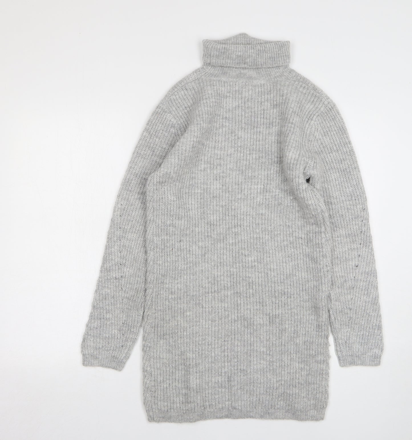 Primark Girls Grey Polyester Jumper Dress Size 11-12 Years Roll Neck
