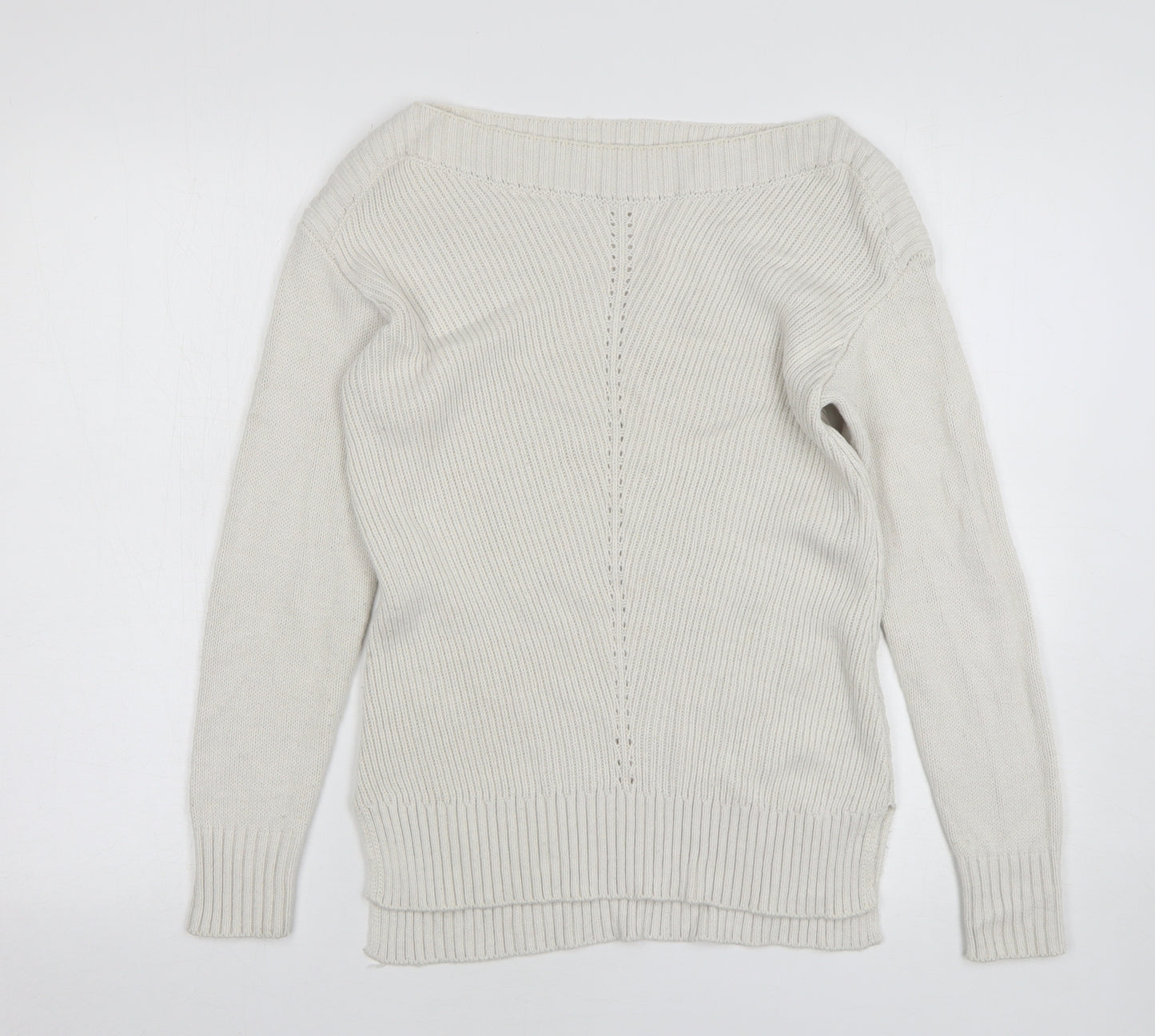 Fat Face Womens Beige Round Neck Acrylic Pullover Jumper Size 8