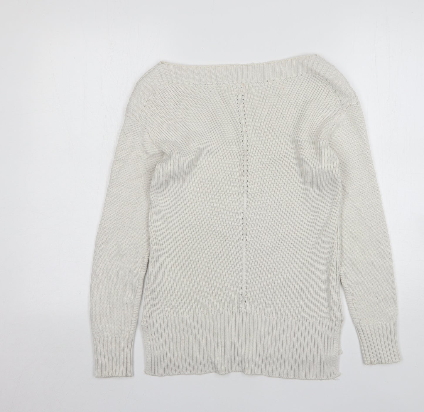 Fat Face Womens Beige Round Neck Acrylic Pullover Jumper Size 8