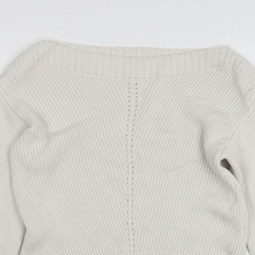 Fat Face Womens Beige Round Neck Acrylic Pullover Jumper Size 8