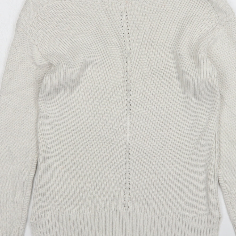 Fat Face Womens Beige Round Neck Acrylic Pullover Jumper Size 8