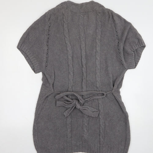 H&M Womens Grey V-Neck Cotton Cardigan Jumper Size L