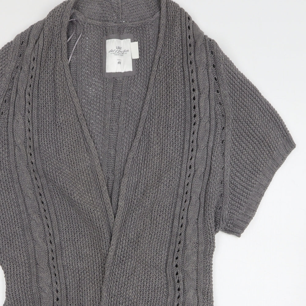 H&M Womens Grey V-Neck Cotton Cardigan Jumper Size L