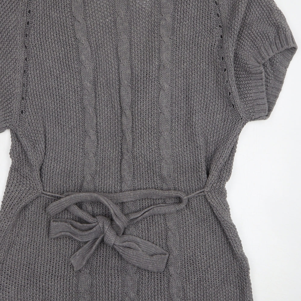 H&M Womens Grey V-Neck Cotton Cardigan Jumper Size L