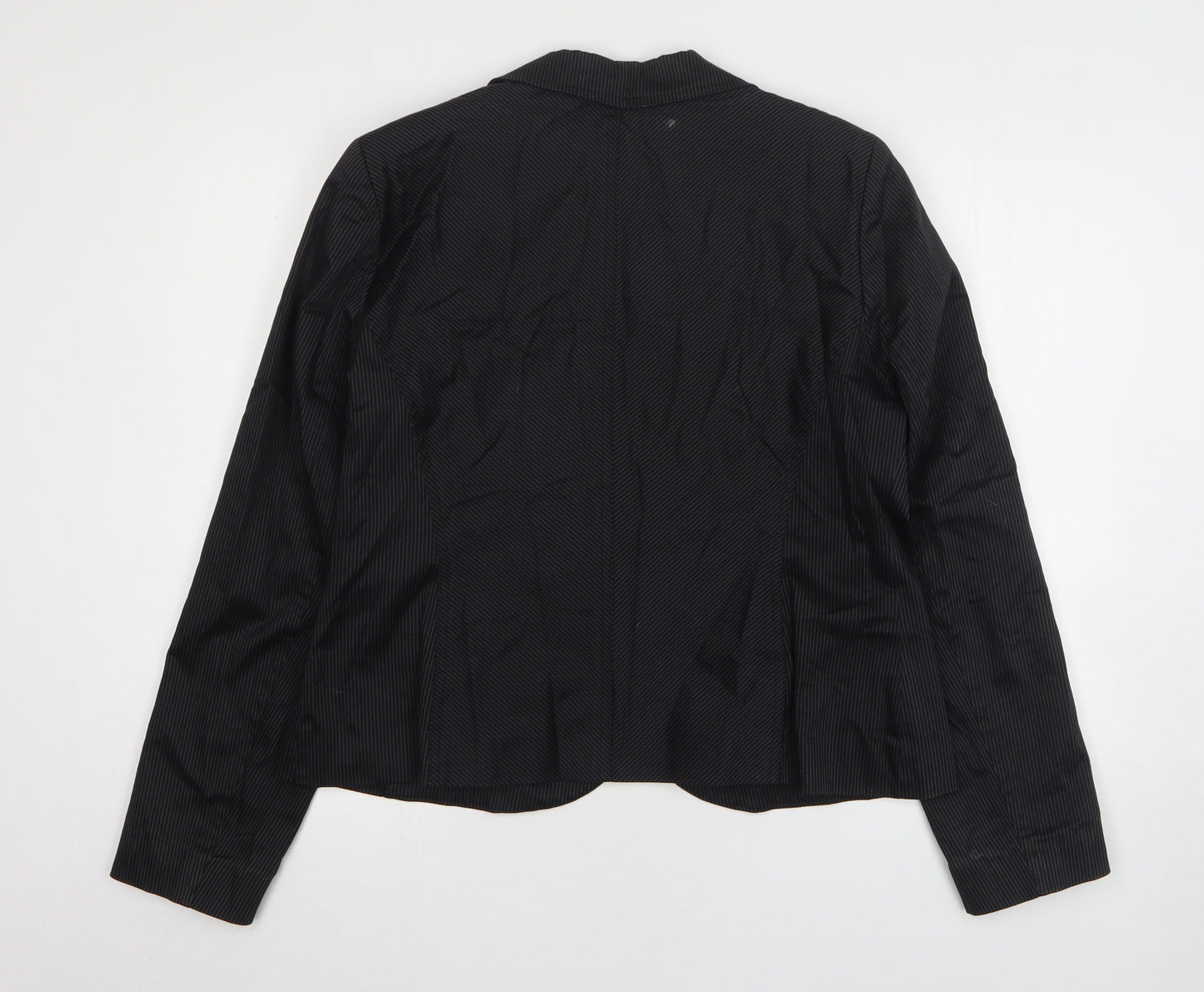 New Look Womens Black Striped Cotton Jacket Suit Jacket Size 18