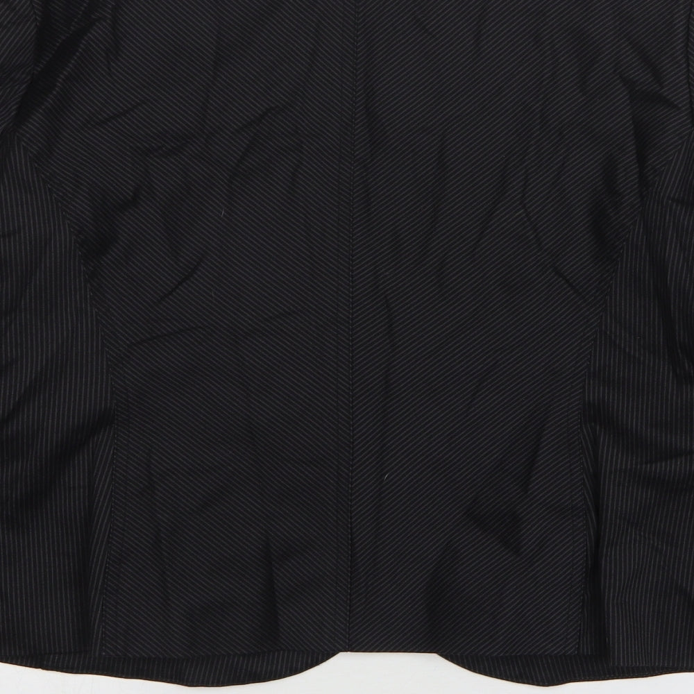 New Look Womens Black Striped Cotton Jacket Suit Jacket Size 18