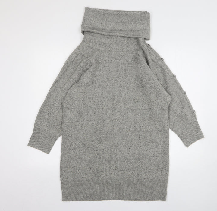Wallis Womens Grey Roll Neck Acrylic Pullover Jumper Size M