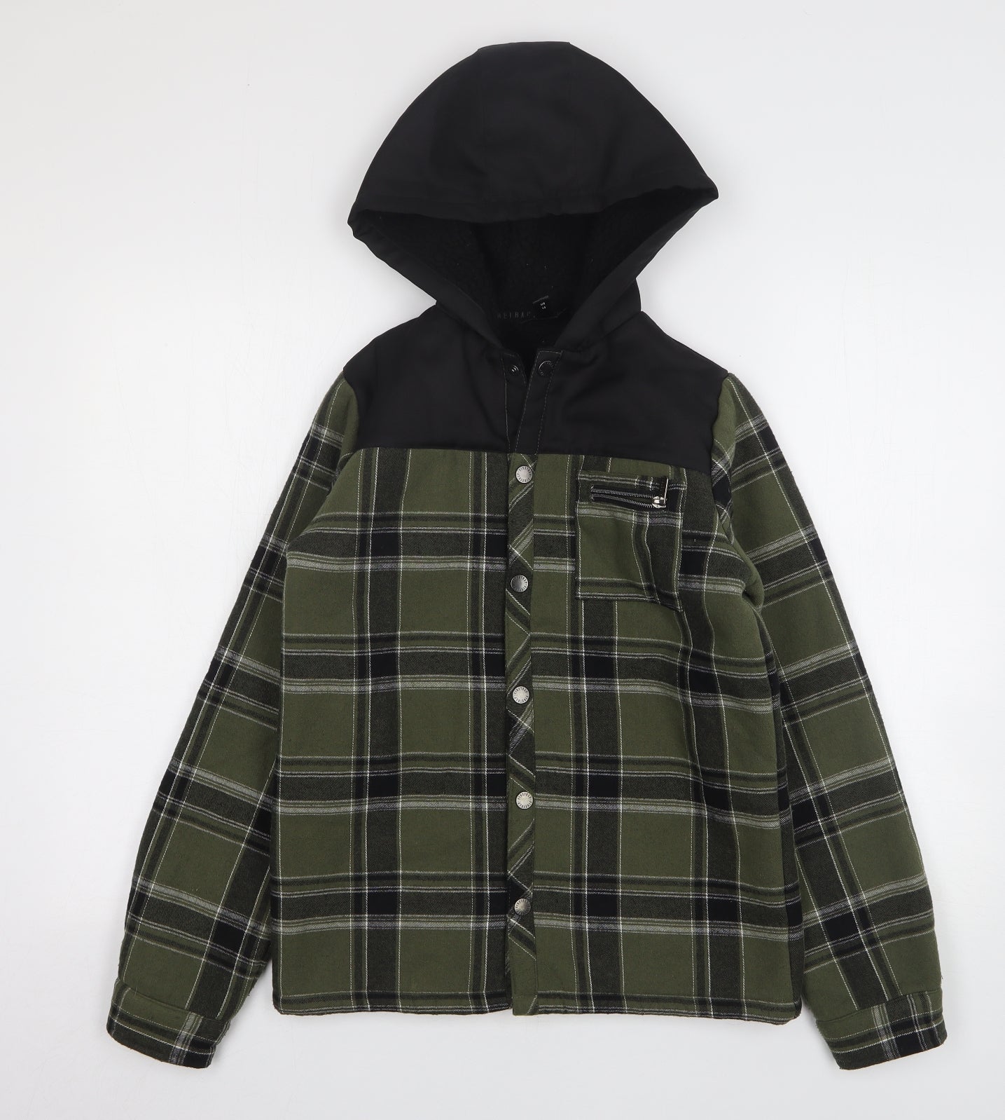 Firetrap Boys Green Plaid Shirt Jacket Jacket Size 13 Years