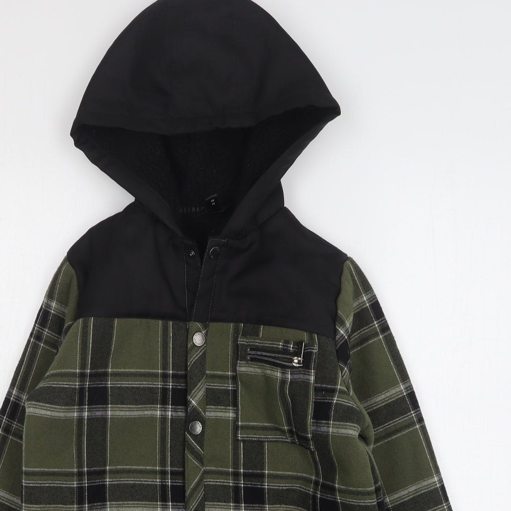 Firetrap Boys Green Plaid Shirt Jacket Jacket Size 13 Years