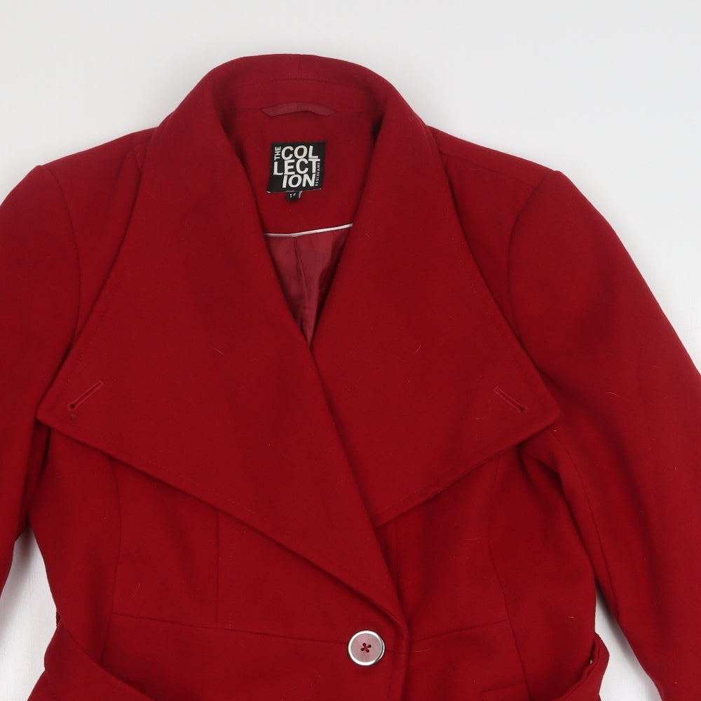 Debenhams Womens Red Overcoat Coat Size 14