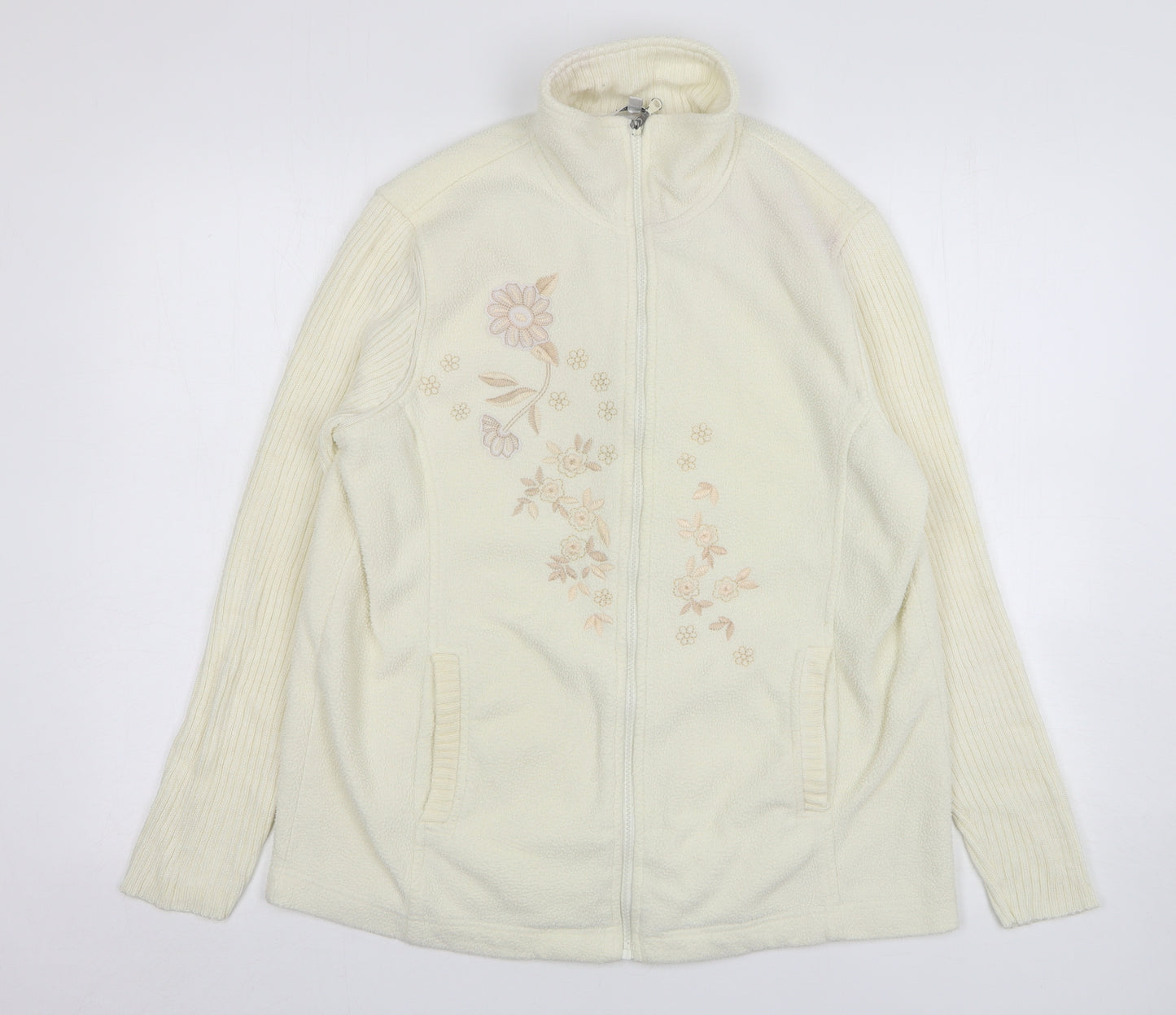 Affections Womens Beige Polyester Full Zip Sweatshirt Size M