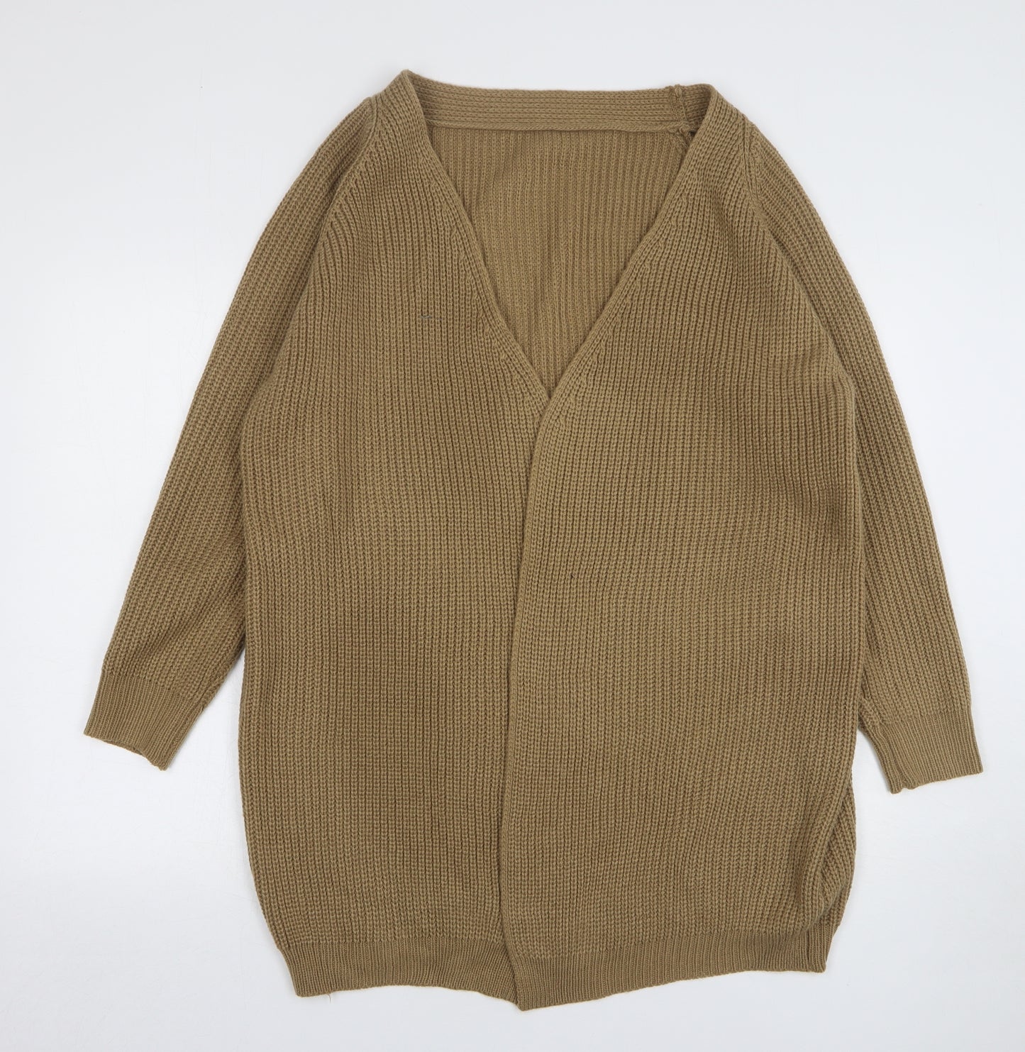 Shein Womens Brown V-Neck Acrylic Cardigan Jumper Size 12