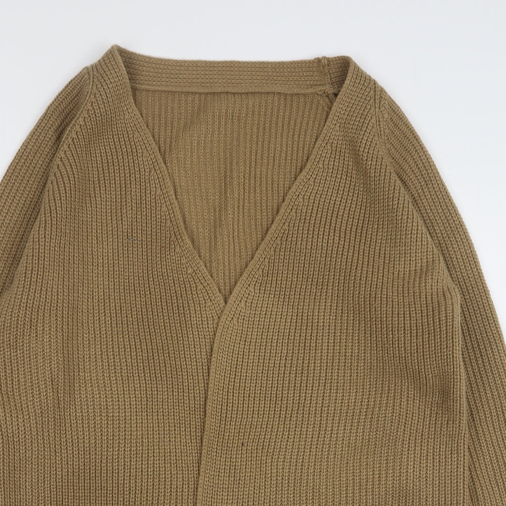 Shein Womens Brown V-Neck Acrylic Cardigan Jumper Size 12