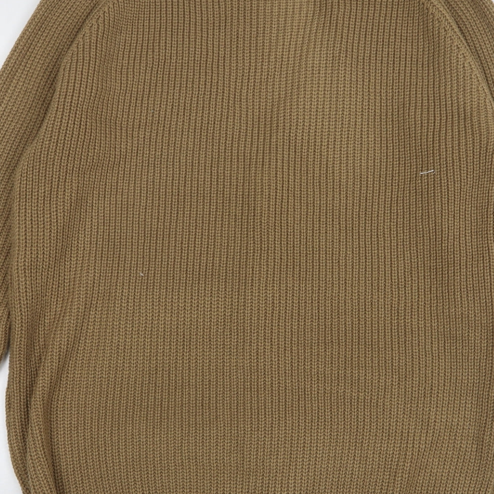 Shein Womens Brown V-Neck Acrylic Cardigan Jumper Size 12
