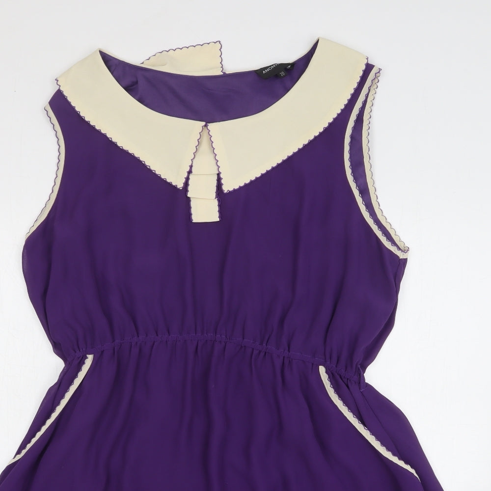 Anonymous Womens Purple Polyester Fit & Flare Size 20 Collared