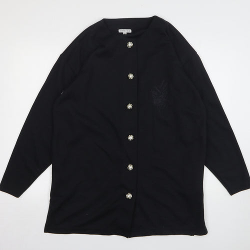 South Lodge Womens Black Round Neck Polyester Cardigan Jumper Size M