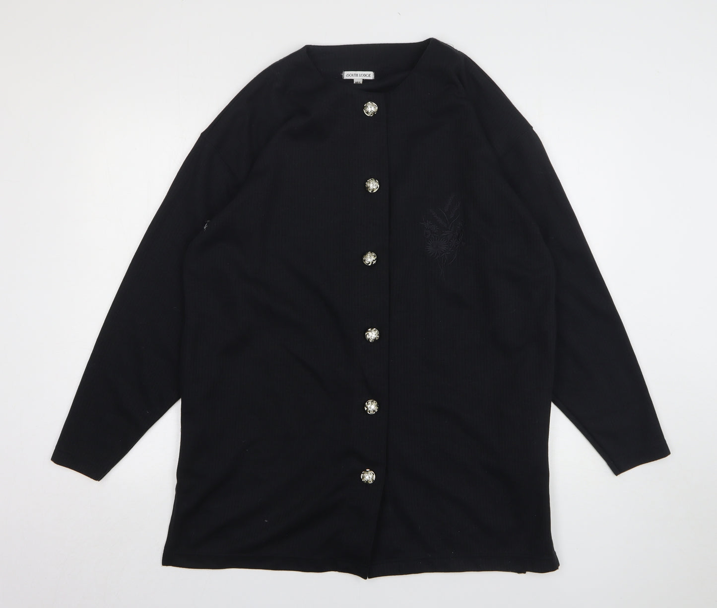 South Lodge Womens Black Round Neck Polyester Cardigan Jumper Size M