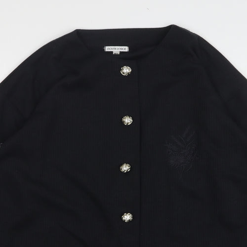 South Lodge Womens Black Round Neck Polyester Cardigan Jumper Size M