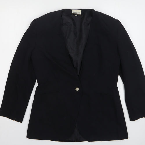 NicoNico Womens Black Polyester Jacket Blazer Size 12