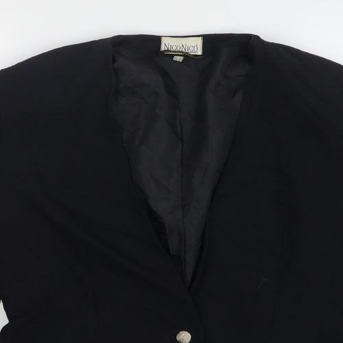 NicoNico Womens Black Polyester Jacket Blazer Size 12