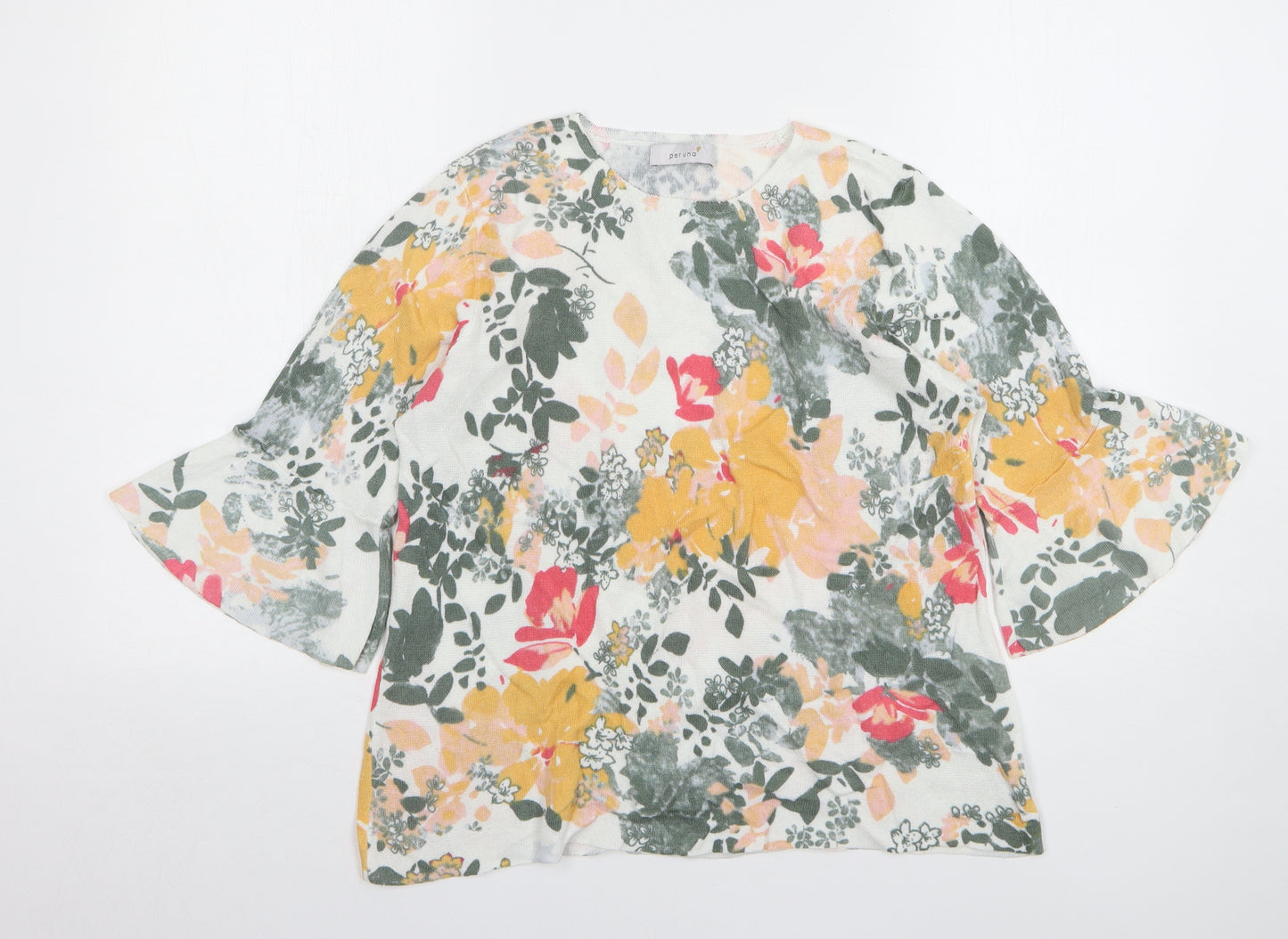Marks and Spencer Womens Multicoloured Round Neck Floral Viscose Pullover Jumper Size 14