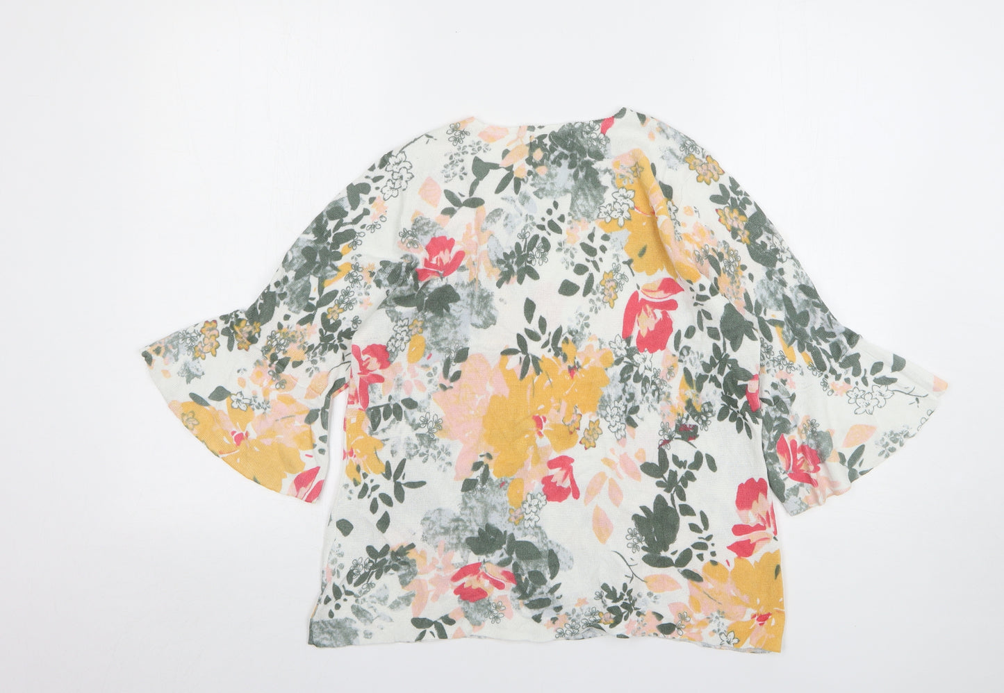 Marks and Spencer Womens Multicoloured Round Neck Floral Viscose Pullover Jumper Size 14