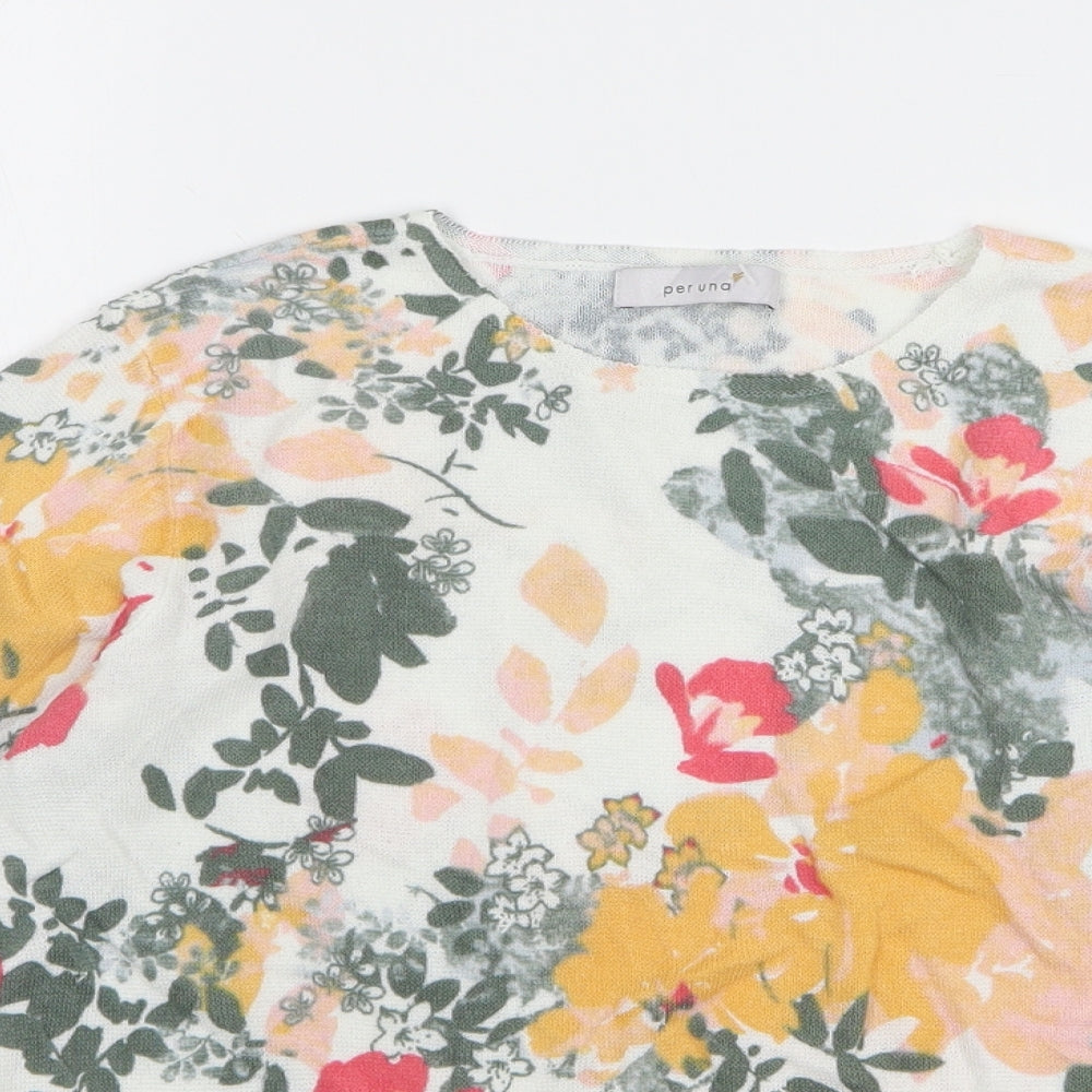 Marks and Spencer Womens Multicoloured Round Neck Floral Viscose Pullover Jumper Size 14
