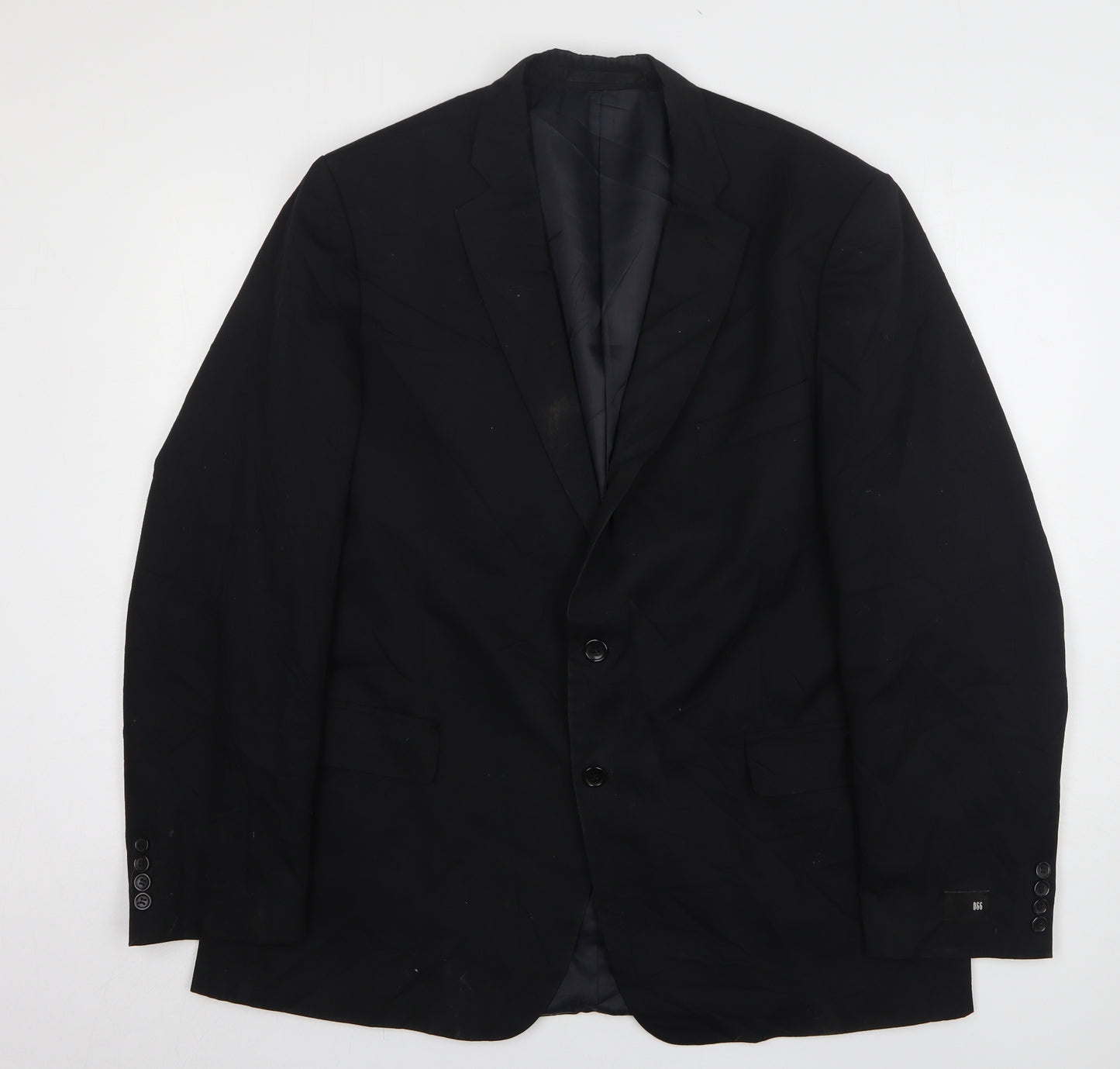 D66 Mens Black Polyester Jacket Suit Jacket Size 46